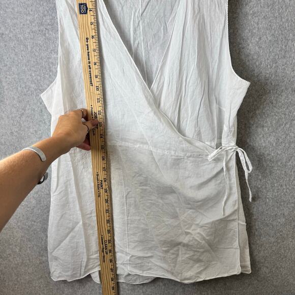 J.Jill Wrap Top Women’s Large Sheer Embroidered Butterfly Sleeveless Boho Blouse - Picture 12 of 14